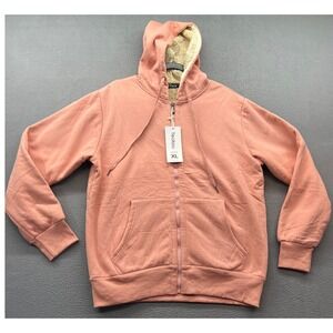 Yeokou Hoodie Sweatshirt WOMENS XL Pink Sherpa Lined Zip Up Cozy Warm Winter XL
